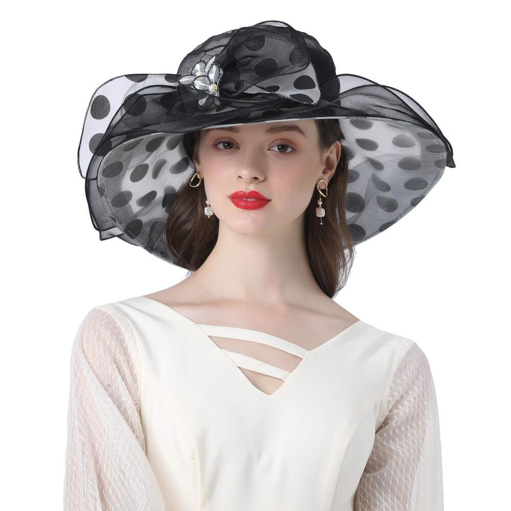2843 Women’s Organza Church Tea Party Wedding Fascinator Hat Uv-anti Wide